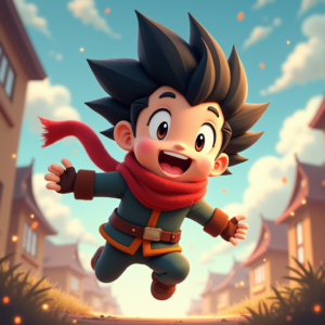 Cartoon Animals — Spiky-haired Anime Hero In A Battle-worn Character #0038 (Leonardo)