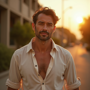 Beauty — Man In A Relaxed Linen Shirt Photography #0038 (Seedream)