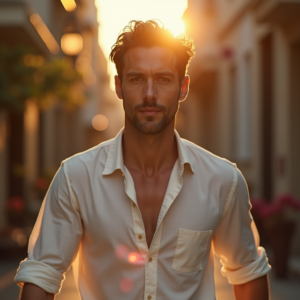 Food Photography — Man In A Relaxed Linen Shirt Photography #0038 (Midjourney)