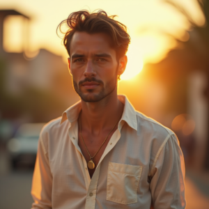 Travel — Man In A Relaxed Linen Shirt Photography #0038 (Stable Diffusion)