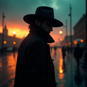 Dark Cinematic — Mysterious Figure Beneath A Wide-brimmed Hat Cinematic #0039 (Firefly)