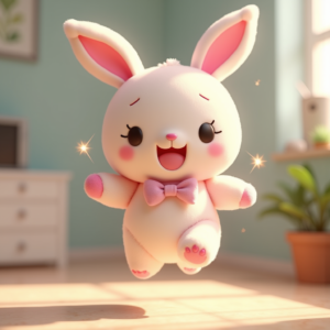 Anime — Round-eyed Pastel Bunny Plush Character With Character #0039 (Recraft)