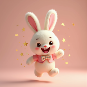 Cartoon Animals — Round-eyed Pastel Bunny Plush Character With Character #0039 (Seedream)