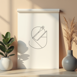 Logo — Clean Line-art Icon Printed On A Commercial Design #0039 (Krea)