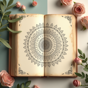 Junk Journal — Intricate Mandala Pattern Radiating From A Printable / Etsy #0039 (Firefly)