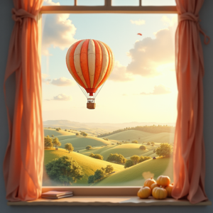 Watercolor — Whimsical Hot-air Balloon Drifting Over Rolling Illustration Styles #0039 (Gemini)
