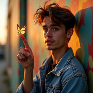 Instagram Portraits — Young Man In A Denim Jacket Social Media #0040 (Dreamina)