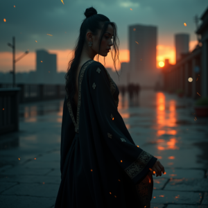 Dark Cinematic — Regal Figure In Flowing Embroidered Robes Cinematic #0040 (Recraft)