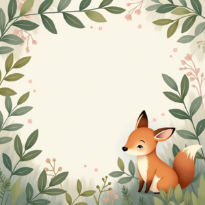 Scrapbook — Whimsical Woodland-creature Illustration Peeking Through Soft Printable / Etsy #0040 (Ideogram)