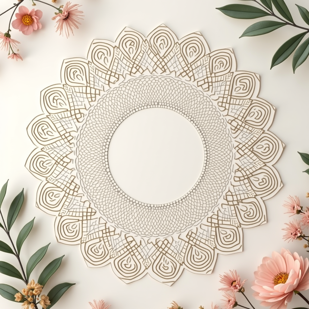 Scrapbook — Intricate Mandala Pattern Radiating From A Printable / Etsy #0033 (Stable Diffusion)