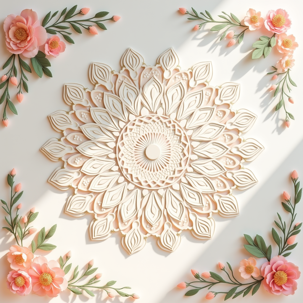 Scrapbook — Intricate Mandala Pattern Radiating From A Printable / Etsy #0105 (Stable Diffusion)