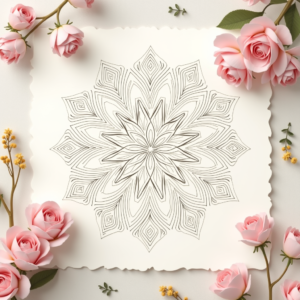 Scrapbook — Intricate Mandala Pattern Radiating From A Printable / Etsy #0129 (Stable Diffusion)