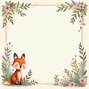 Scrapbook — Whimsical Woodland-creature Illustration Peeking Through Soft Printable / Etsy #0004 (Ideogram)