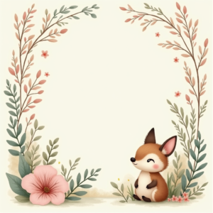 Scrapbook — Whimsical Woodland-creature Illustration Peeking Through Soft Printable / Etsy #0010 (FLUX)