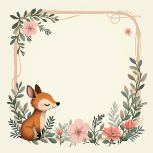 Scrapbook — Whimsical Woodland-creature Illustration Peeking Through Soft Printable / Etsy #0016 (Ideogram)