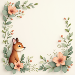 Scrapbook — Whimsical Woodland-creature Illustration Peeking Through Soft Printable / Etsy #0028 (Ideogram)