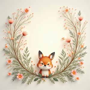 Scrapbook — Whimsical Woodland-creature Illustration Peeking Through Soft Printable / Etsy #0034 (FLUX)
