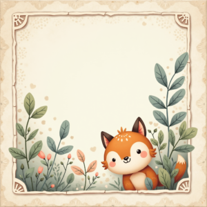 Scrapbook — Whimsical Woodland-creature Illustration Peeking Through Soft Printable / Etsy #0046 (FLUX)