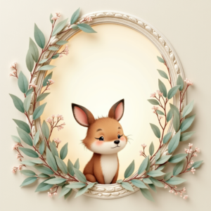 Scrapbook — Whimsical Woodland-creature Illustration Peeking Through Soft Printable / Etsy #0052 (Ideogram)