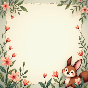 Scrapbook — Whimsical Woodland-creature Illustration Peeking Through Soft Printable / Etsy #0058 (FLUX)