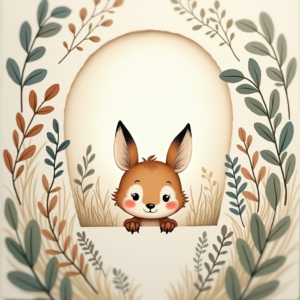 Scrapbook — Whimsical Woodland-creature Illustration Peeking Through Soft Printable / Etsy #0070 (FLUX)