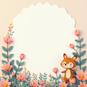 Scrapbook — Whimsical Woodland-creature Illustration Peeking Through Soft Printable / Etsy #0076 (Ideogram)