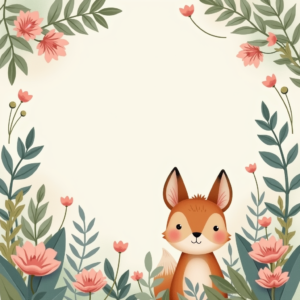 Scrapbook — Whimsical Woodland-creature Illustration Peeking Through Soft Printable / Etsy #0094 (FLUX)