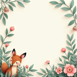 Scrapbook — Whimsical Woodland-creature Illustration Peeking Through Soft Printable / Etsy #0100 (Ideogram)