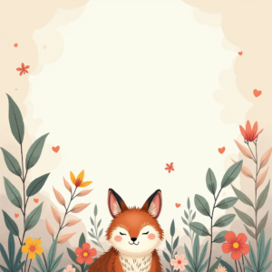 Scrapbook — Whimsical Woodland-creature Illustration Peeking Through Soft Printable / Etsy #0112 (Ideogram)