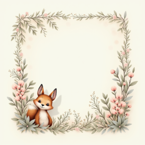 Scrapbook — Whimsical Woodland-creature Illustration Peeking Through Soft Printable / Etsy #0124 (Ideogram)