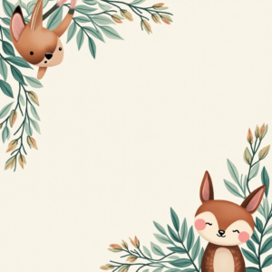 Scrapbook — Whimsical Woodland-creature Illustration Peeking Through Soft Printable / Etsy #0136 (Ideogram)