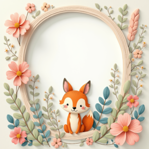 Scrapbook — Whimsical Woodland-creature Illustration Peeking Through Soft Printable / Etsy #0148 (Ideogram)