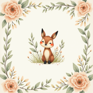 Scrapbook — Whimsical Woodland-creature Illustration Peeking Through Soft Printable / Etsy #0154 (FLUX)