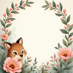 Scrapbook — Whimsical Woodland-creature Illustration Peeking Through Soft Printable / Etsy #0166 (FLUX)