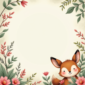 Scrapbook — Whimsical Woodland-creature Illustration Peeking Through Soft Printable / Etsy #0184 (Ideogram)
