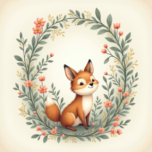 Scrapbook — Whimsical Woodland-creature Illustration Peeking Through Soft Printable / Etsy #0196 (Ideogram)