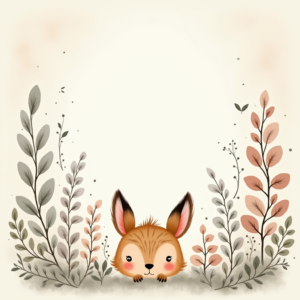 Scrapbook — Whimsical Woodland-creature Illustration Peeking Through Soft Printable / Etsy #0220 (Ideogram)