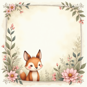 Scrapbook — Whimsical Woodland-creature Illustration Peeking Through Soft Printable / Etsy #0313 (ChatGPT)