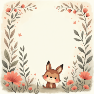 Scrapbook — Whimsical Woodland-creature Illustration Peeking Through Soft Printable / Etsy #0331 (Dreamina)