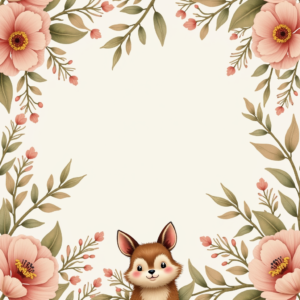 Scrapbook — Whimsical Woodland-creature Illustration Peeking Through Soft Printable / Etsy #0343 (Dreamina)