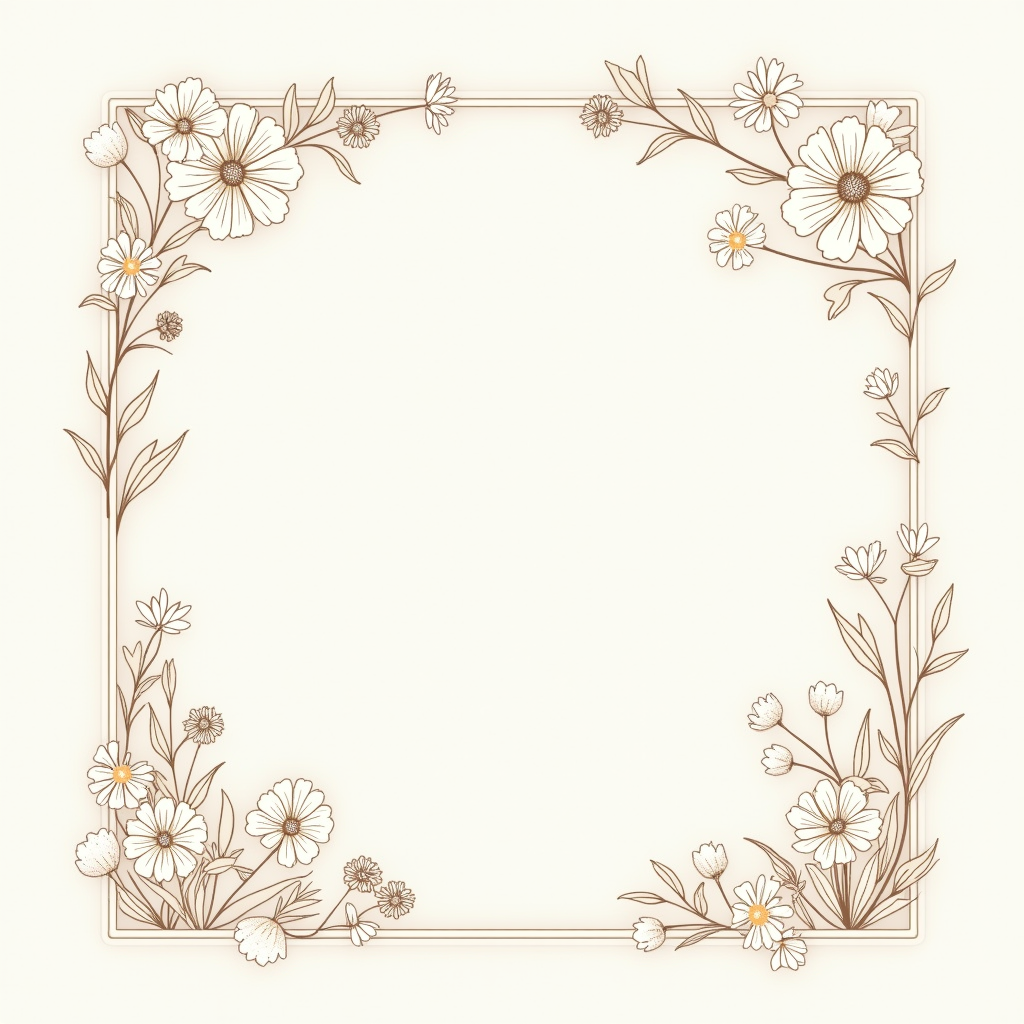 Seamless Patterns — Delicate Line-art Bouquet Of Wildflowers With Printable / Etsy #0013 (Recraft)