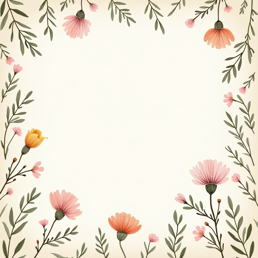 Seamless Patterns — Delicate Line-art Bouquet Of Wildflowers With Printable / Etsy #0055 (Stable Diffusion)