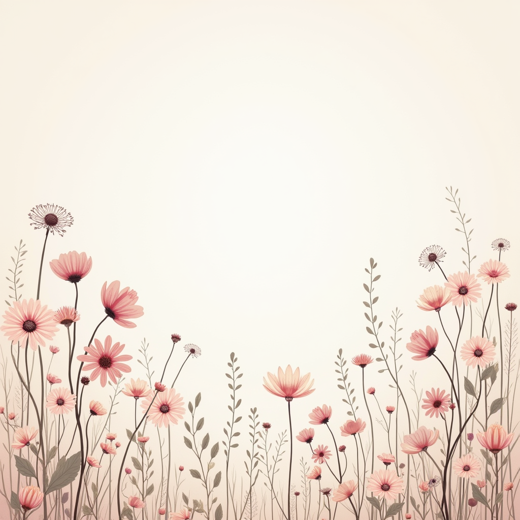 Seamless Patterns — Delicate Line-art Bouquet Of Wildflowers With Printable / Etsy #0103 (Stable Diffusion)