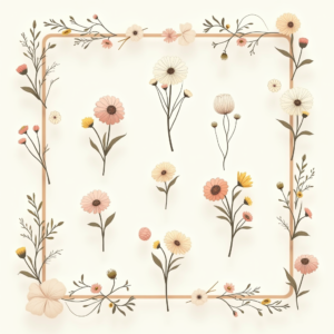 Seamless Patterns — Delicate Line-art Bouquet Of Wildflowers With Printable / Etsy #0344 (FLUX)