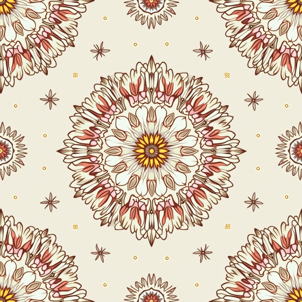 Seamless Patterns — Intricate Mandala Pattern Radiating From A Printable / Etsy #0045 (Krea)