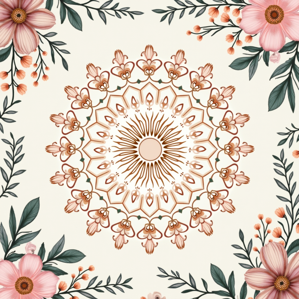 Seamless Patterns — Intricate Mandala Pattern Radiating From A Printable / Etsy #0165 (Krea)