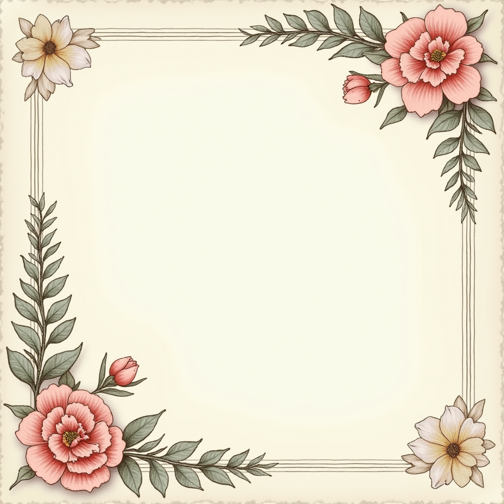 Seamless Patterns — Nostalgic Vintage-postcard-style Botanical Illustration Printable / Etsy #0018 (Midjourney)
