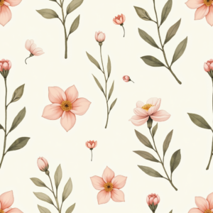 Seamless Patterns — Nostalgic Vintage-postcard-style Botanical Illustration Printable / Etsy #0120 (Firefly)