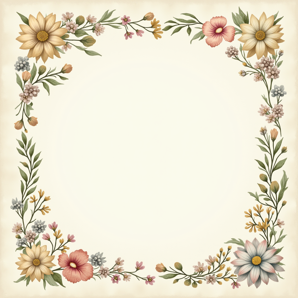 Seamless Patterns — Nostalgic Vintage-postcard-style Botanical Illustration Printable / Etsy #0198 (Midjourney)