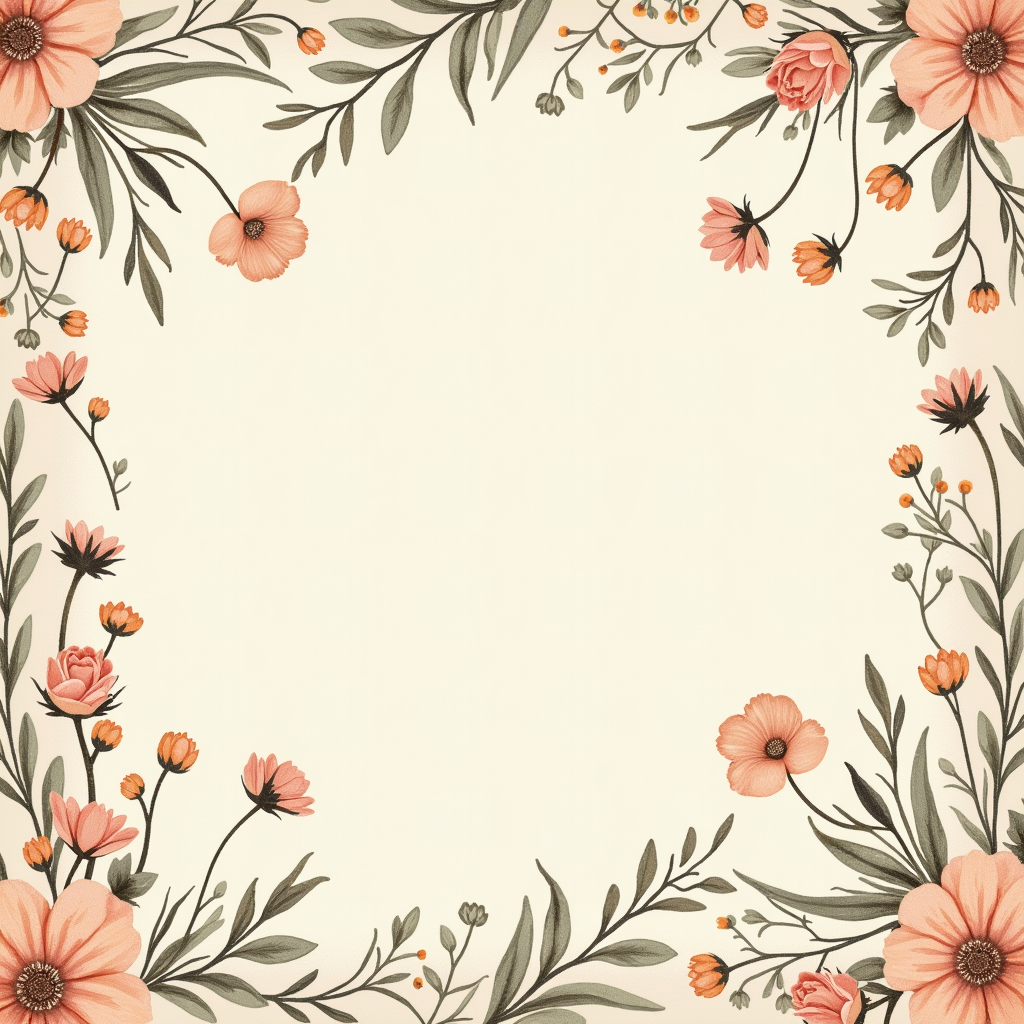Seamless Patterns — Nostalgic Vintage-postcard-style Botanical Illustration Printable / Etsy #0235 (Stable Diffusion)